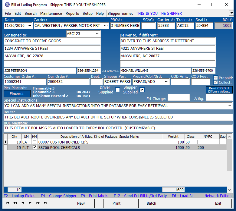 Click to view Star Bill of Lading Program 9.00 screenshot