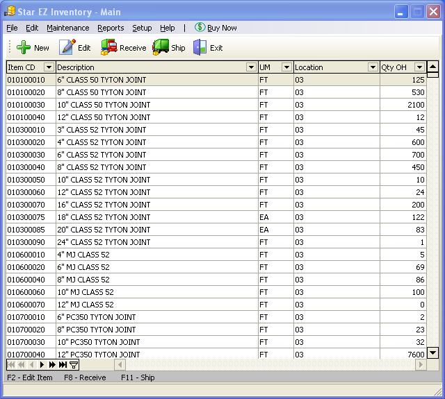 Screenshot of Star EZ Inventory