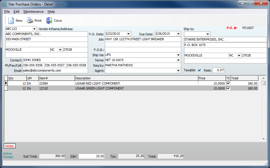 Star Purchase Orders