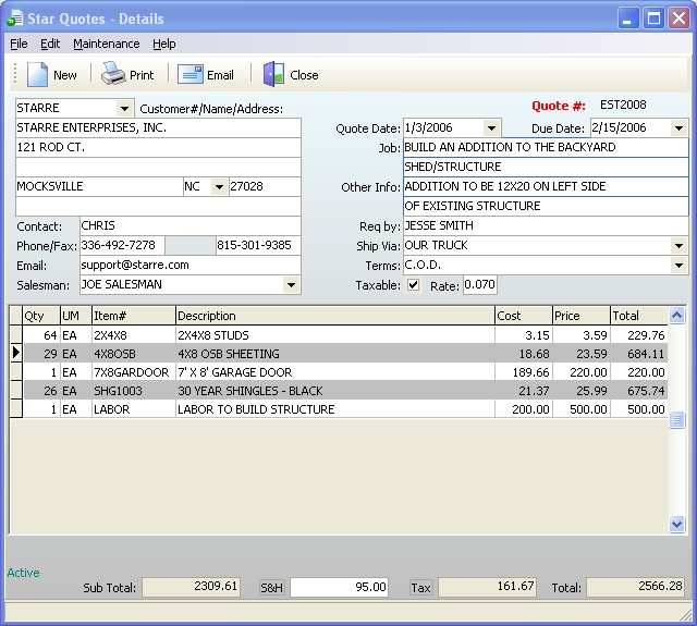 Star Quotes/Estimates 2.50 full